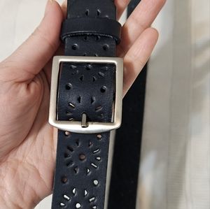 Women's Belt Medium Cut Out Floral Casual Jeans Dress Belt Silver Buckle